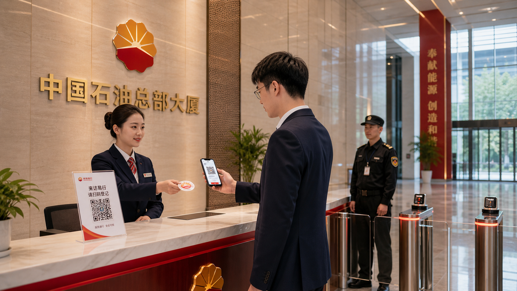 中国石油总部大厦访客扫码签到场景
